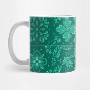 Mexican Turquoise Talavera Tile Pattern by Akbaly Mug